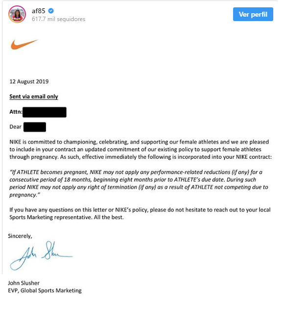 Una atleta consigue que Nike elimine las reducciones de contrato por maternidad |